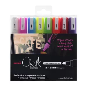 Uni Chalk Marker Bullet Tip Assorted 8 Pack