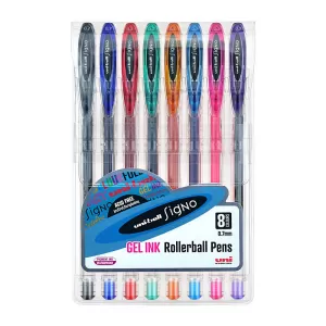 Uni-Ball Signo 120 Gel Ink Rollerball Pen 0.7mm Assorted Pack of 8