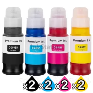 8 Pack Compatible Canon PFI-050 Ink Bottles Combo [2BK,2C,2M,2Y]