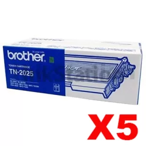5 x Genuine Brother TN-2025 Toner Cartridge - 2,500 pages