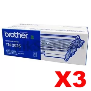 3 x Genuine Brother TN-2025 Toner Cartridge - 2,500 pages