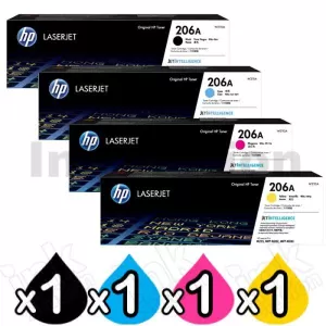 4 Pack HP 206A W2110A-W2113A Genuine Toner Cartridges [1BK,1C,1M,1Y]
