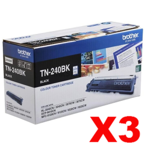 3 x Genuine Brother TN-240BK Black Toner Cartridge - 2,200 pages
