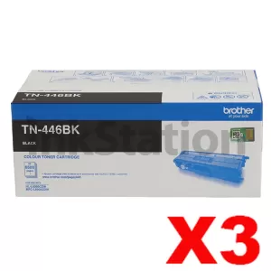 3 x Genuine Brother TN-446BK Black Toner Cartridge - 6,500 pages