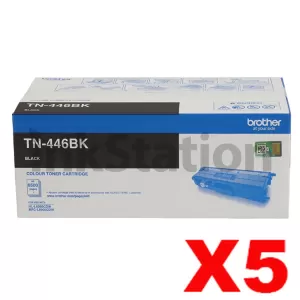5 x Genuine Brother TN-446BK Black Toner Cartridge - 6,500 pages