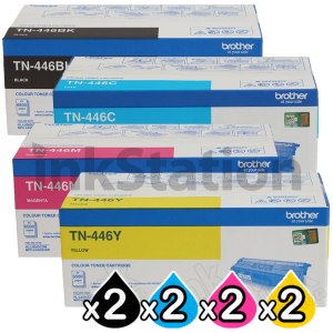 2 Sets of 4-Pack Genuine Brother TN-446 Toner Combo [2BK,2C,2M,2Y]