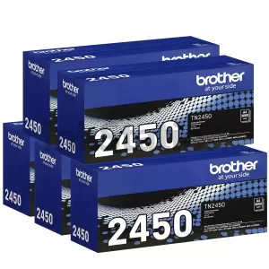 5 x Genuine Brother TN-2450 High Yield Toner Cartridge - 3,000 pages