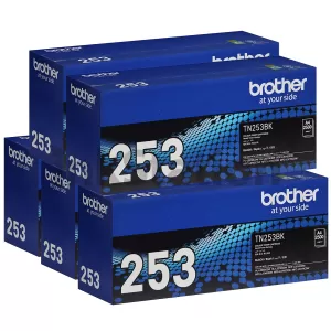 5 x Genuine Brother TN-253BK Black Toner Cartridge - 2,500 pages