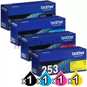 4 Pack Genuine Brother TN-253 Toner Combo [1BK,1C,1M,1Y]