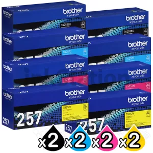 2 Sets of 4 Pack Genuine Brother TN-253 / TN-257 Toner Combo [2BK,2C,2M,2Y]
