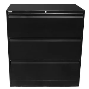 Rapidline 3 Drawer GO Lateral Filing Cabinet - Black Satin