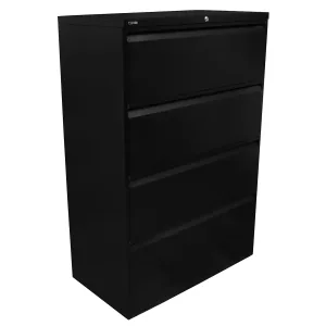 Rapidline 4 Drawer GO Lateral Filing Cabinet - Black Satin