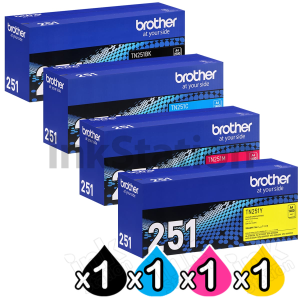 4-Pack Genuine Brother TN-251 Toner Combo [1BK,1C,1M,1Y]