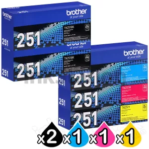 5-Pack Genuine Brother TN-251 Toner Combo [2BK,1C,1M,1Y]
