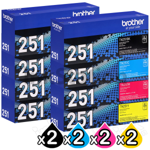 2 sets of 4-Pack Genuine Brother TN-251 Toner Combo [2BK,2C,2M,2Y]