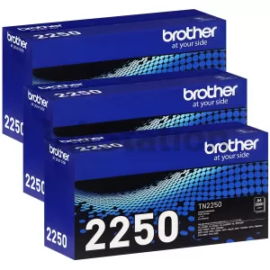 3 x Genuine Brother TN-2250 Toner Cartridge - 2,600 pages