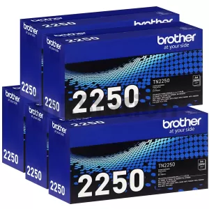 5 x Genuine Brother TN-2250 Toner Cartridge - 2,600 pages