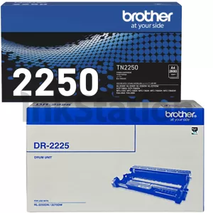 Genuine Brother TN-2250 Toner Cartridge + Genuine DR-2225 Drum Unit Combo