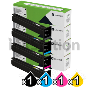 4 Pack Lexmark 77L1HK0 - 77L1HY0 Genuine High Yield Return Program Toner Cartridges - BK  47,700 pages & CMY 46,900 pages [1BK,1C,1M,1Y]