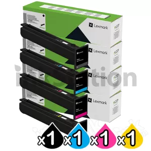 4 Pack Lexmark 77L1HK0 - 77L1HY0 Genuine High Yield Return Program Toner Cartridges - BK  47,700 pages & CMY 46,900 pages [1BK,1C,1M,1Y]