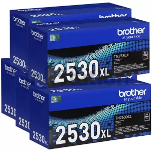 5 x Genuine Brother TN-2530XL High Yield Toner Cartridge - 3,000 pages
