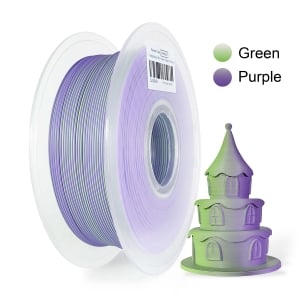 1 x Matte PLA 3D Filament 1.75mm Bicolour Green & Purple - 1KG