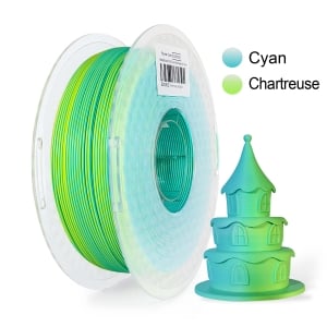 1 x Matte PLA 3D Filament 1.75mm Bicolour Cyan & Chartreuse - 1KG