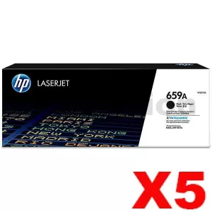5 x HP 659A W2010A Genuine Black Toner Cartridge - 16,000 pages