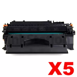 5 x HP CE505X (05X) Compatible Black High Yield Toner Cartridge - 6,500 Pages