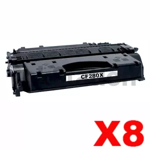 8 x HP CF280X (80X) Compatible Black Toner Cartridge - 6,900 Pages
