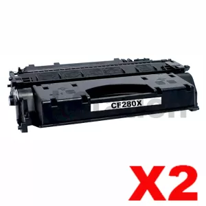 2 x HP CF280X (80X) Compatible Black Toner Cartridge - 6,900 Pages