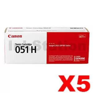 5 x Canon CART-051H Black High Yield Genuine Toner Cartridge - 4,100 pages