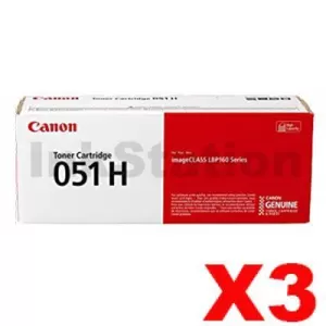 3 x Canon CART-051H Black High Yield Genuine Toner Cartridge - 4,100 pages