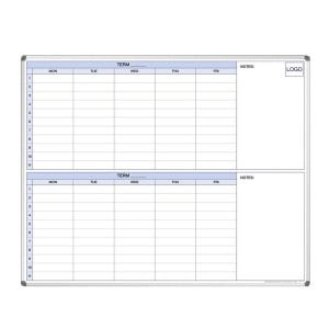 Visionchart School Logo Whiteboard Planner 2 Term Stacked Magnetic Standard Frame 1500 x 1200mm