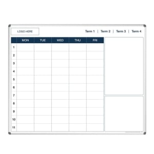 Visionchart School Logo Whiteboard Planner 1 Term with Sections Magnetic Standard Frame 1500 x 1200mm