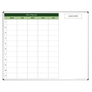 Visionchart School Logo Whiteboard Planner 1 Term with Notes Magnetic Standard Frame 1500 x 1200mm