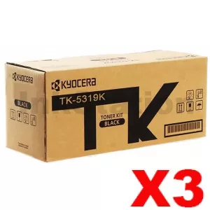 3 x Genuine Kyocera TK-5319K Black Toner Cartridge TASKalfa 408ci - 20,000 pages