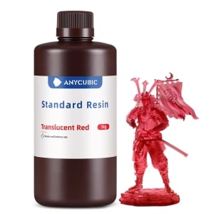 Anycubic Standard Resin 1KG For LCD/DLP 3D Printers - Translucent Red
