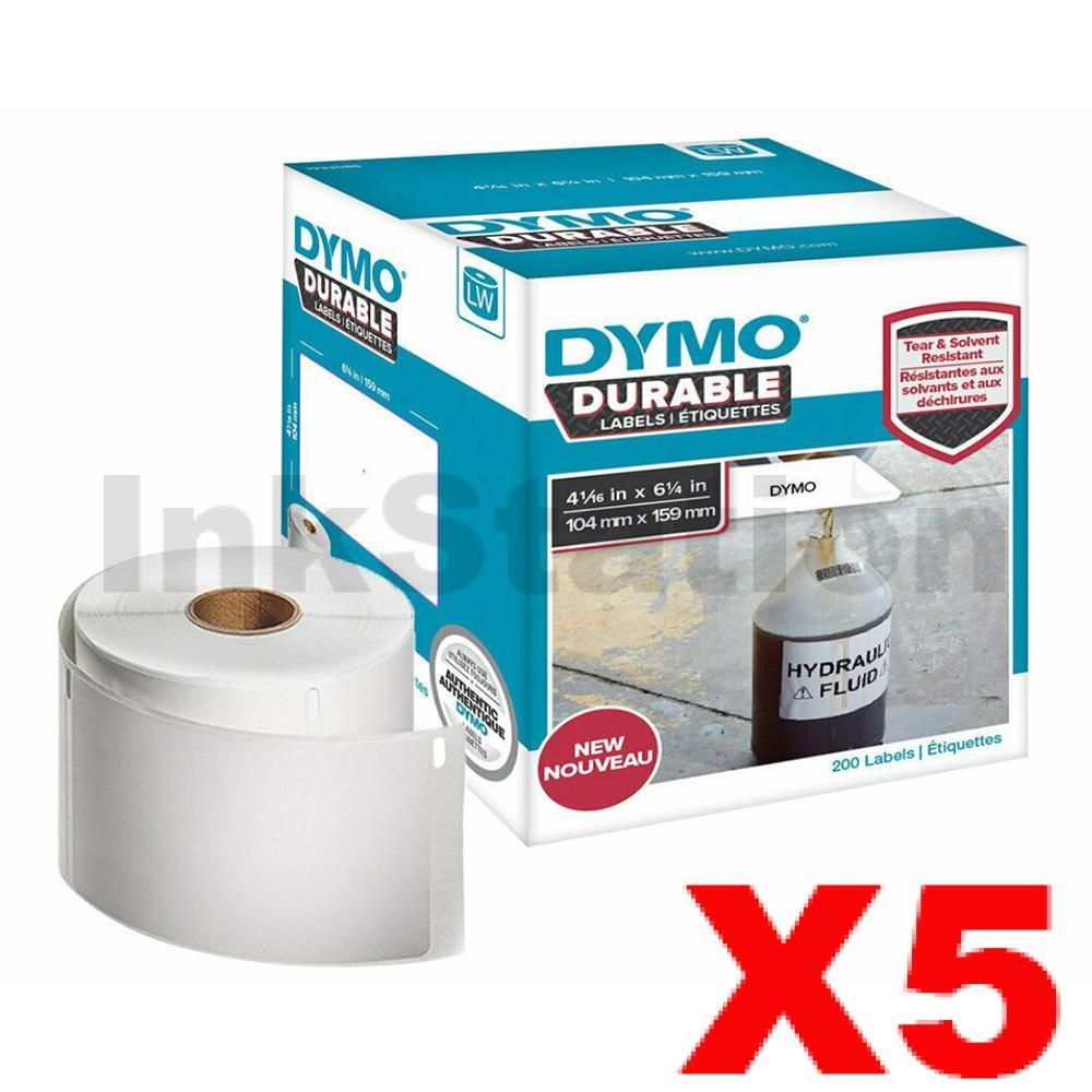 Dymo 5 x 1933086 Genuine Durable Industrial White Label Roll 104mm x