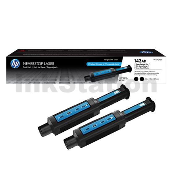 HP TWIN PACK 143AD W1143AD Genuine Black Toner Reload Kit - 2,500 Pages each - Toner Cartridges 