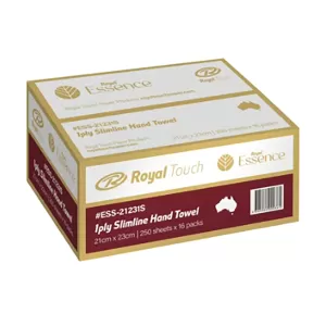 Royal Touch 1ply Slimline Hand Towel 21cm x 23cm 250 Sheets x 16 Packs
