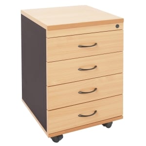 Rapidline Rapid Worker Mobile Pedestal - 4 Personal Drawers  - Beech & Ironstone