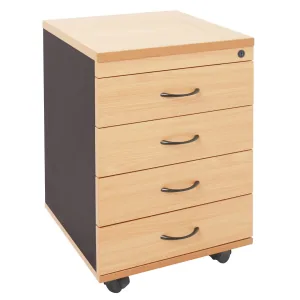 Rapidline Rapid Worker Mobile Pedestal - 4 Personal Drawers  - Beech & Ironstone