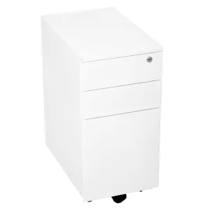 Rapidline GO Slimline Steel Mobile Pedestal - 3 Drawer - White China