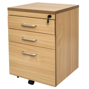 Rapidline Span Mobile Pedestal - 2 Personal Drawers + 1 File Drawer - Beech