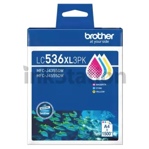 Genuine Brother LC-536XL3PK High Yield Ink Cartridges Value Pack [C+M+Y]