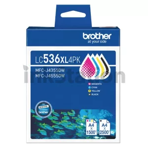 Genuine Brother LC-536XL4PK High Yield Ink Cartridges Value Pack [BK+C+M+Y]