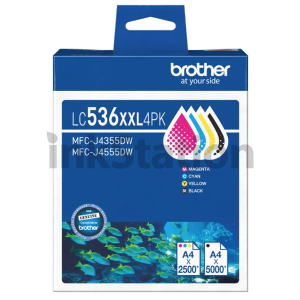 Genuine Brother LC-536XXL4PK Extra High Yield Ink Cartridges Value Pack [BK+C+M+Y]