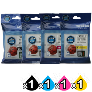 4-Pack Genuine Brother LC-431XL High Yield Ink Cartridges Combo [1BK, 1C, 1M, 1Y]