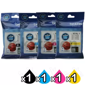 4-Pack Genuine Brother LC-431XL High Yield Ink Cartridges Combo [1BK, 1C, 1M, 1Y]